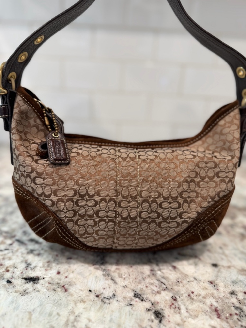 Coach Brown/Tan Signature Jacquard soho Shoulder Bag - Picture 13 of 16